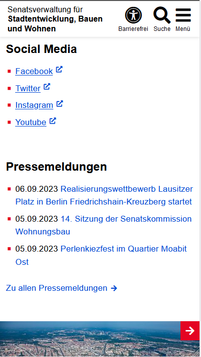 Eine Liste von Pressemeldungen mit roten Listenpunkten ist zu sehen.