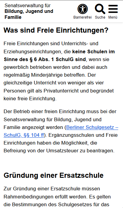 Der Text hat H2-Überschriften und beinhaltet fett markierte Stellen. Die Links sind unterstrichen und haben eine blaue Schriftfarbe.