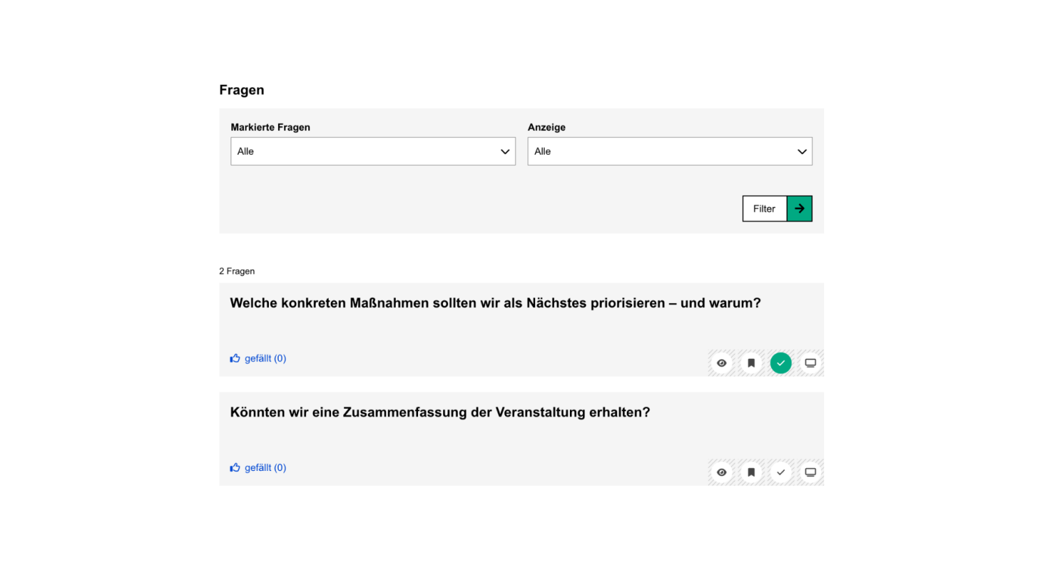 Fragen sammeln Funktion
