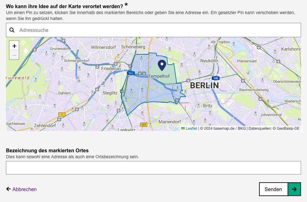 Ideen auf einer Karte verorten Funktion