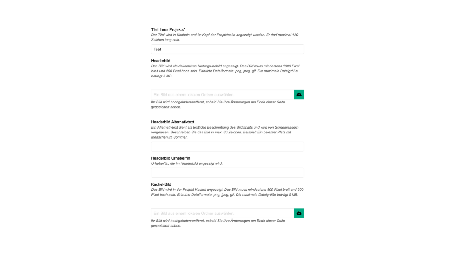 Grundeinstellungen des Projekts bearbeiten