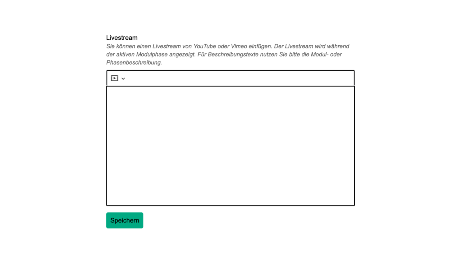 Ansicht der Livestream-Funktion im Modul Interaktive Veranstaltung