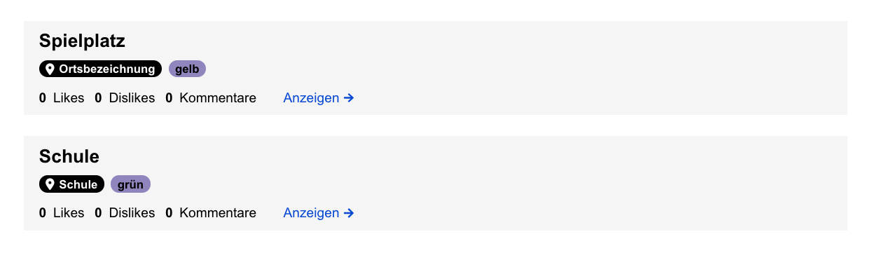 Listenansicht Funktion