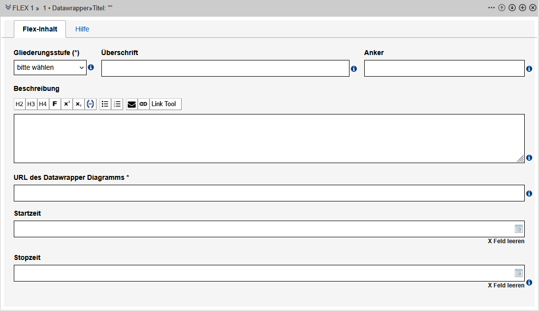 Formular zur Erstellung eines Datawrapper-Moduls mit den im Text beschriebenen Feldern