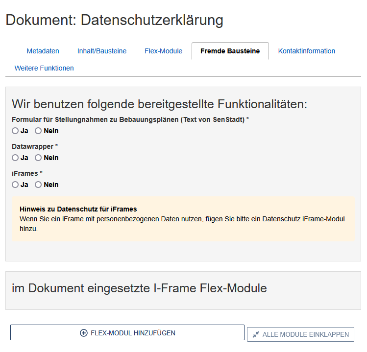 Reiter "Fremde Bausteine"