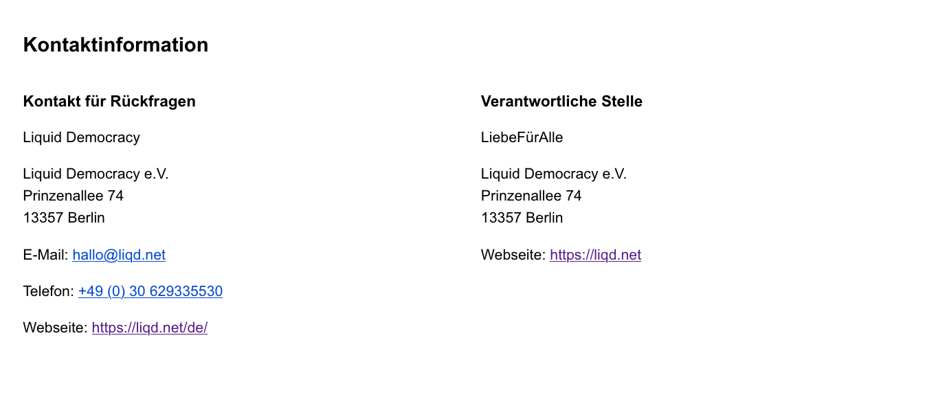 Ansicht der Organisationseinstellungen