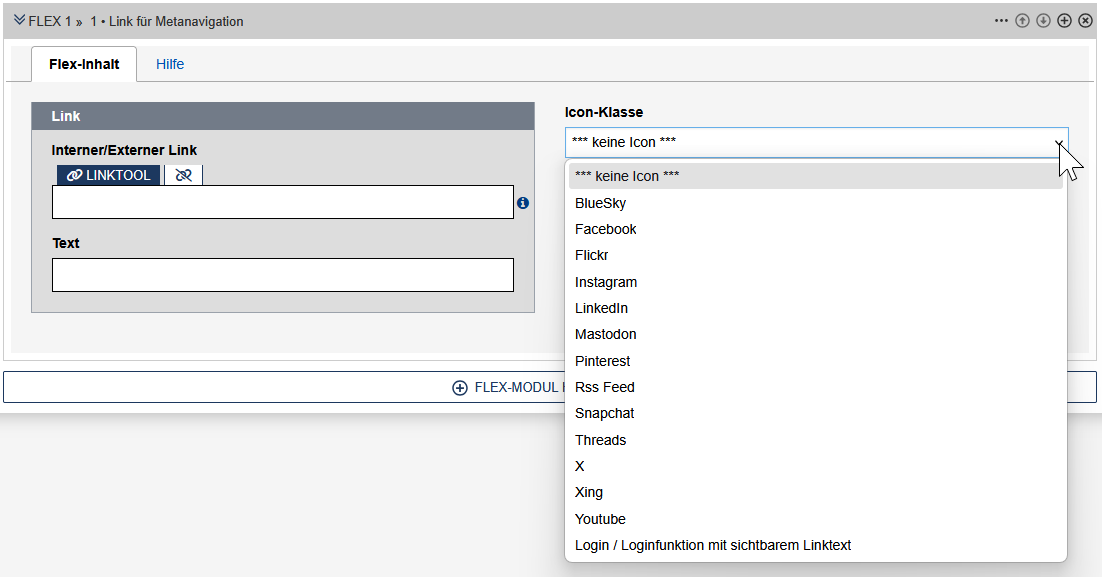Formular für Verlinkungen, Beschreibung der Felder im Text