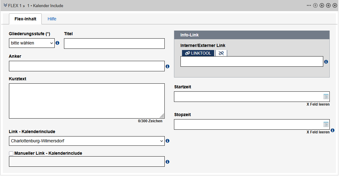Zu sehen sind die Beschriebenen Formularfelder