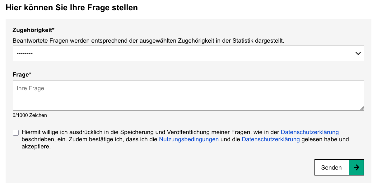 Fragen Stellen Funktion