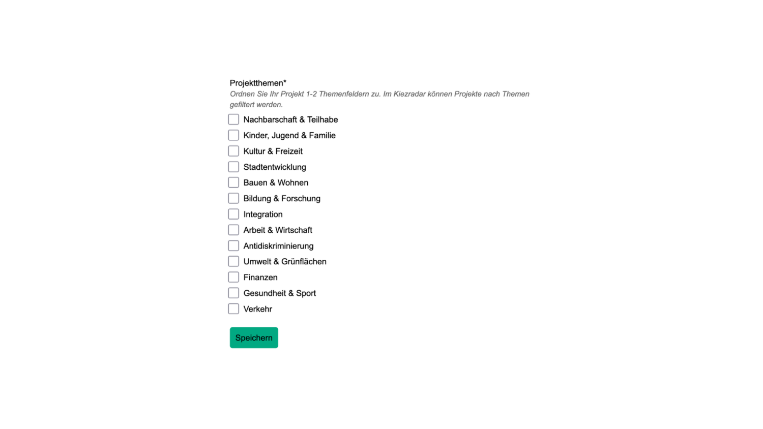 Auswahl an Projektthemen