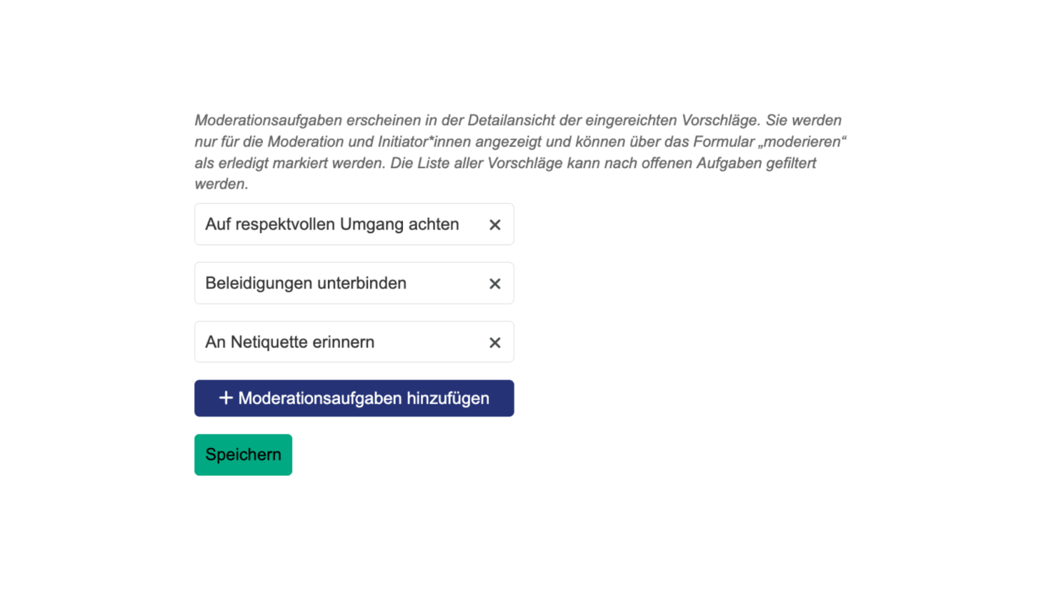 Ansicht der Moderationsaufgaben in den Modulen des Bürger*innenhaushalts