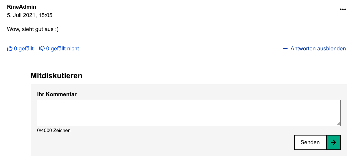 Auf Kommentare antworten Funktion
