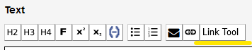 Textile-Tool-Bar mit unterschiedlichen Icons für Textformatierung, als Letztes wird das Linktool angeboten
