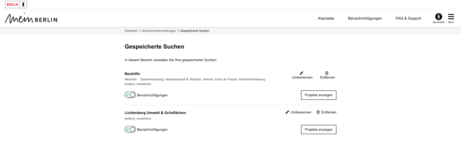 Gespeicherte suchen