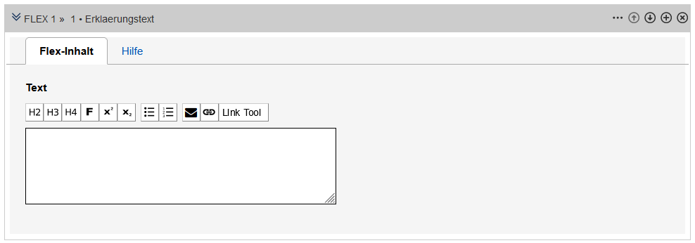 Formular für den Erklärungstext